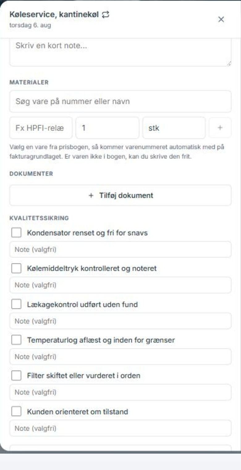 Materialer og kvalitetssikring